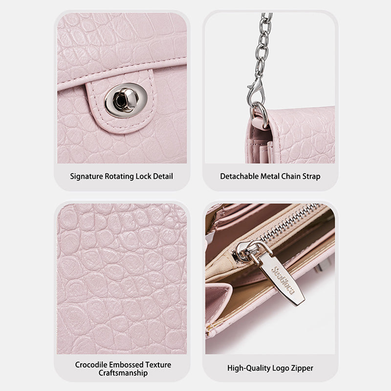 Luxury Croc Pattern with Metal Lock Crossbody for Women | SeaGloca - view 7