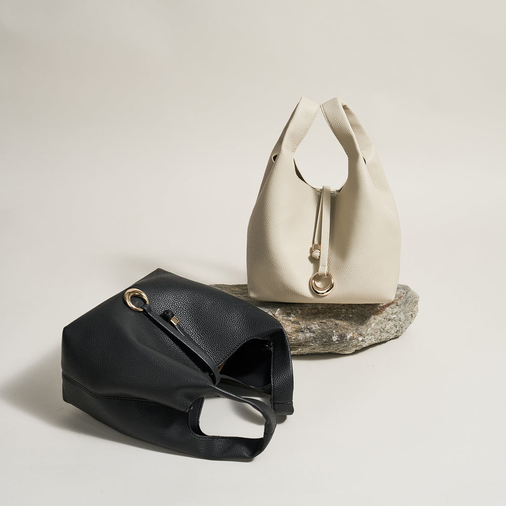Textured Bucket Bag Magnetic Closure Hand Carry for Women | SeaGloca - view 2