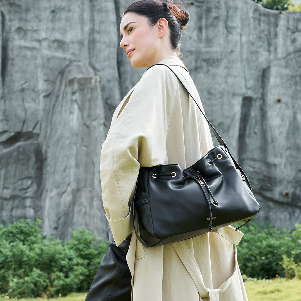 Drawstring Bucket Bag Hobo Bag Large Capacity for Women | SeaGloca - view 5