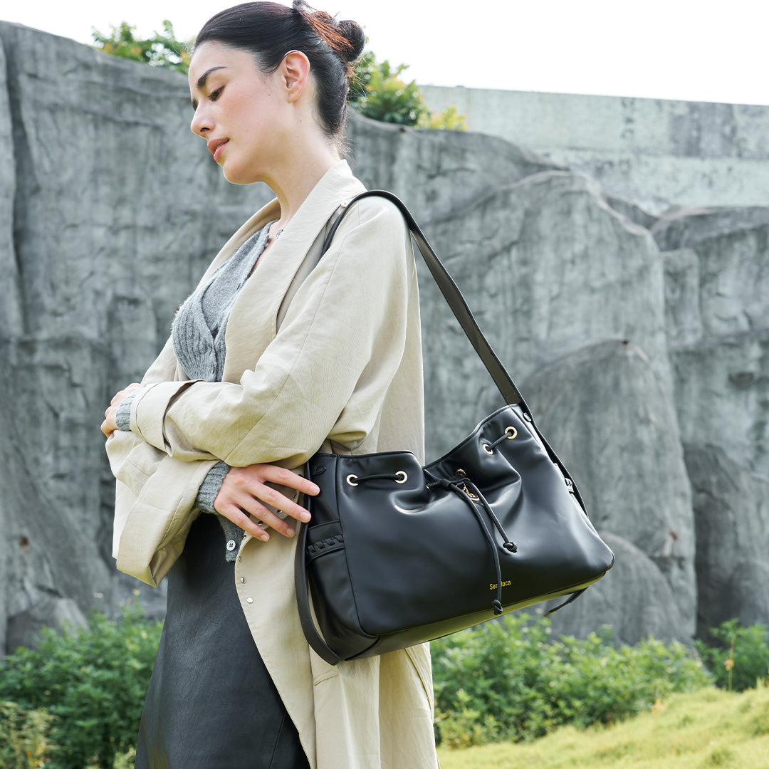 Drawstring Bucket Bag Hobo Bag Large Capacity for Women | SeaGloca - view 6