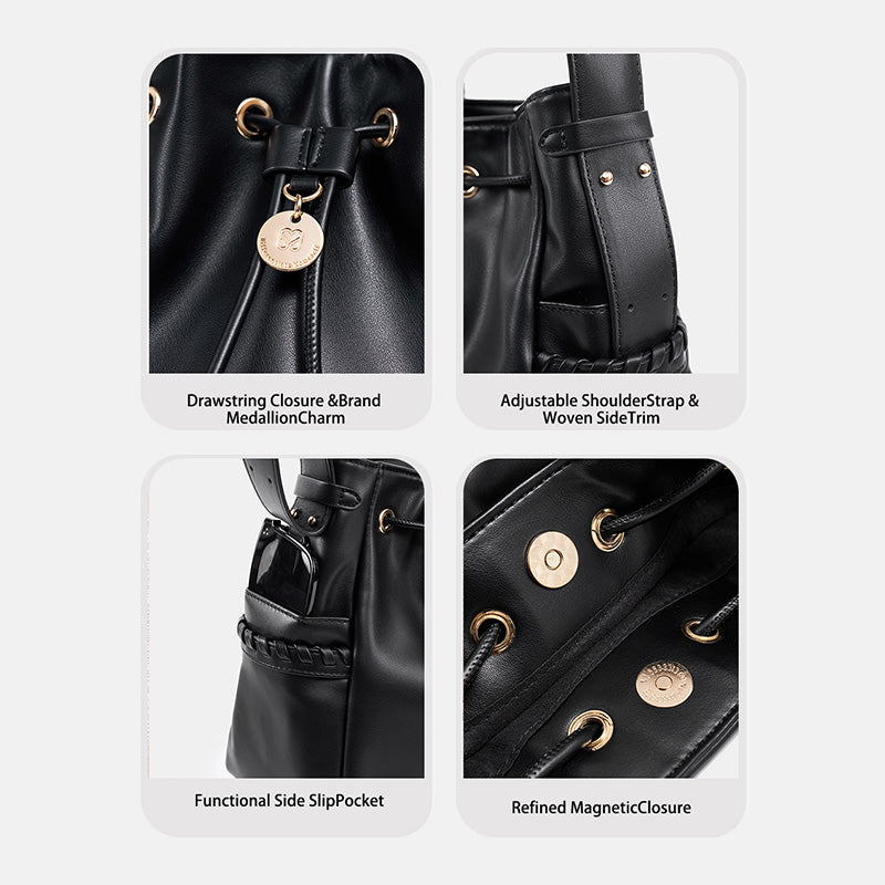 Drawstring Bucket Bag Hobo Bag Large Capacity for Women | SeaGloca - view 7