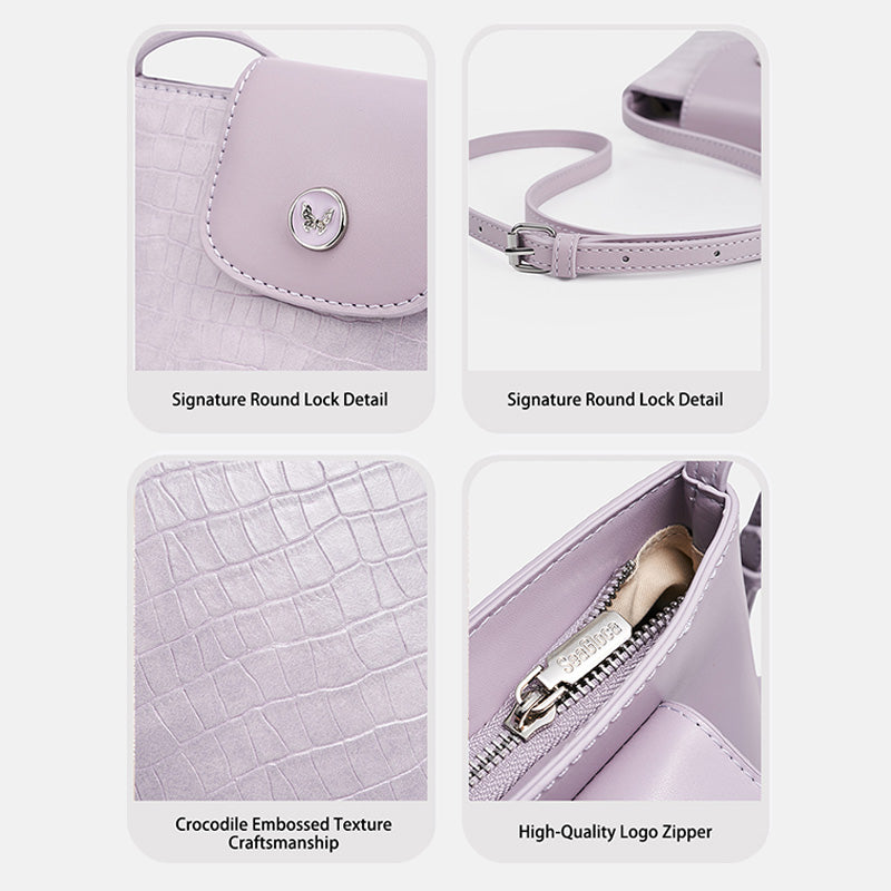 Crocodile Embossed with Butterfly Buckle for Women | SeaGloca - view 7