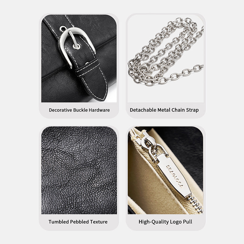 Buckle Decor Magnetic Closure Detachable Chain for Women | SeaGloca - view 7