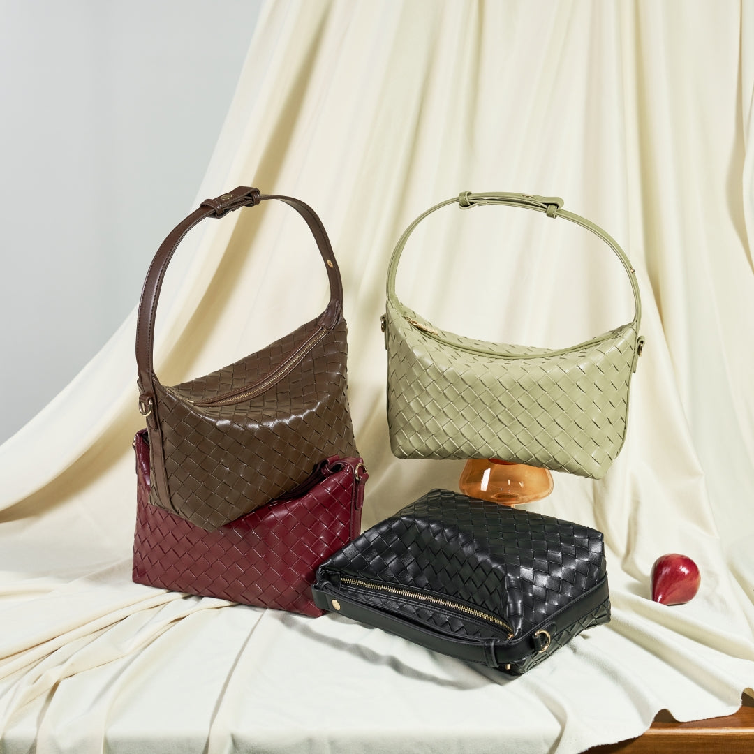 Woven Texture Zipper Hobo Bag Adjustable for Women | SeaGloca - view 2