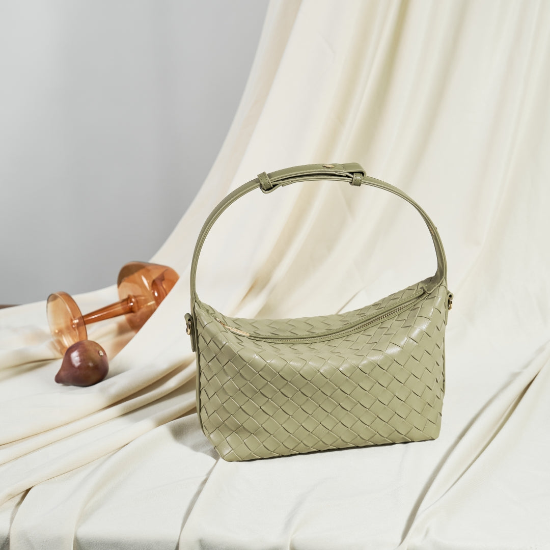 Woven Texture Zipper Hobo Bag Adjustable for Women | SeaGloca - view 3