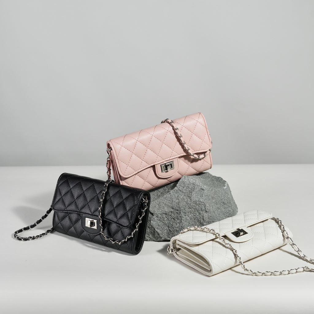 Rhombus Pattern Turn Lock Detachable Chain for Women | SeaGloca - view 2