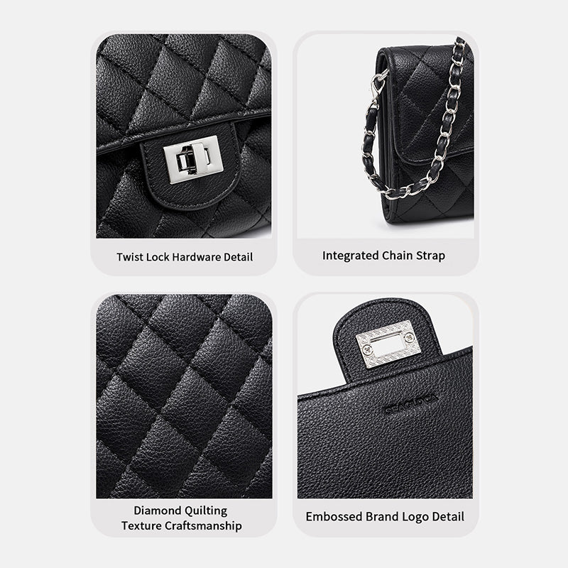 Rhombus Pattern Turn Lock Detachable Chain for Women | SeaGloca - view 7