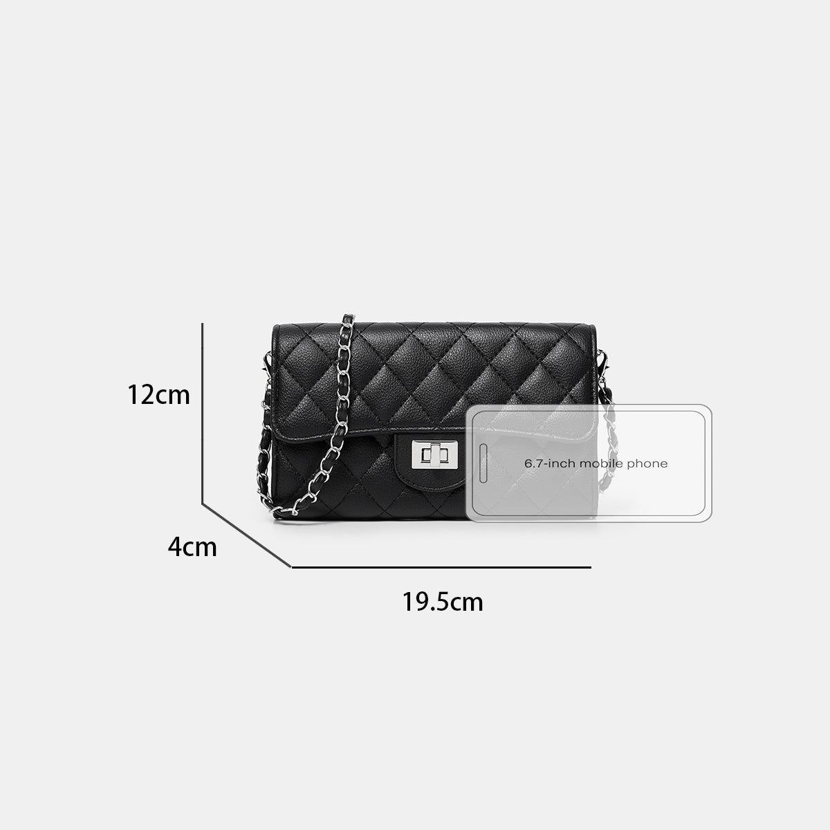 Rhombus Pattern Turn Lock Detachable Chain for Women | SeaGloca - view 9