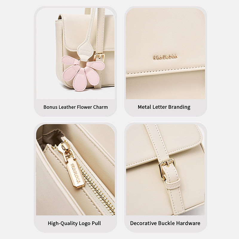 Classic Underarm Bag Floral Charm Decor Flap for Women | SeaGloca - view 7