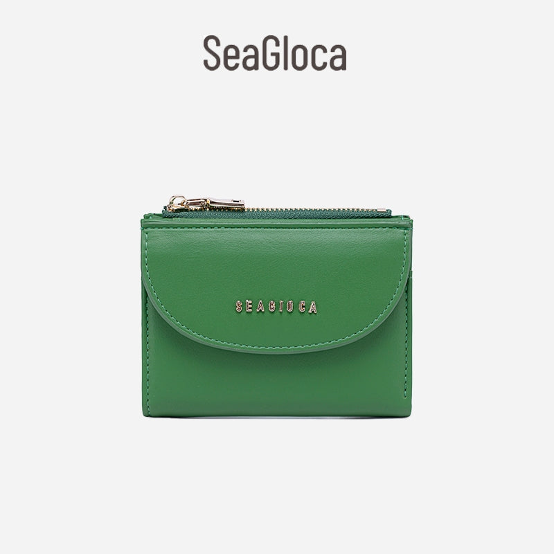 Seagloca New Fashion Korean Solid Simple Multifunction Short Bifold Wallet For Women No 1643