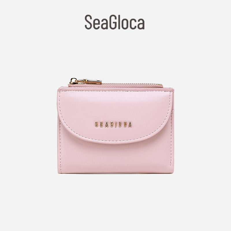 Seagloca New Fashion Korean Solid Simple Multifunction Short Bifold Wallet For Women No 1643