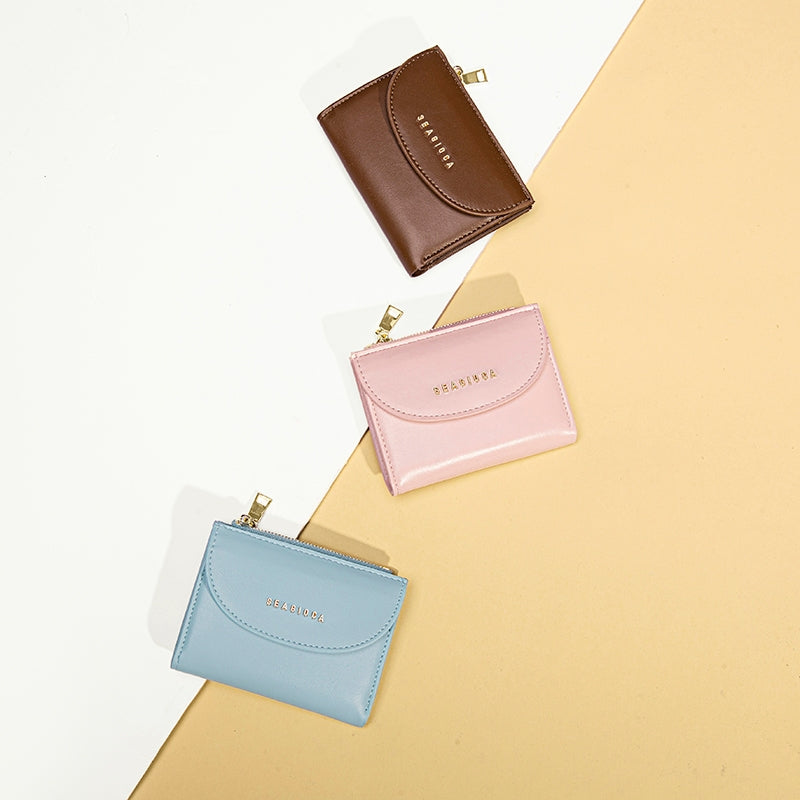 Seagloca New Fashion Korean Solid Simple Multifunction Short Bifold Wallet For Women No 1643