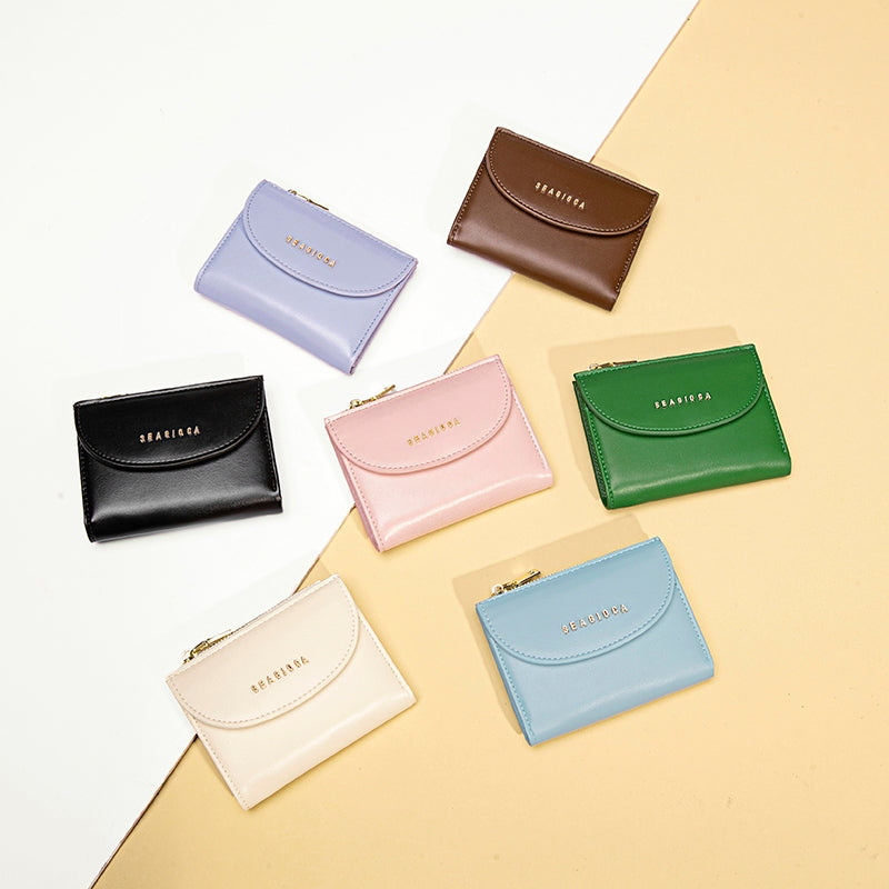 Seagloca New Fashion Korean Solid Simple Multifunction Short Bifold Wallet For Women No 1643