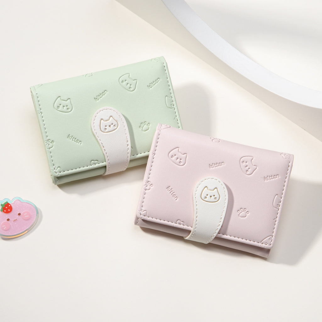 SeaGloca New Korean Version Cute Cat Tail  Short Tri-fold Wallet For Woman No.1760