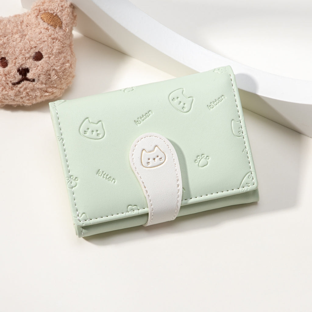 SeaGloca New Korean Version Cute Cat Tail  Short Tri-fold Wallet For Woman No.1760