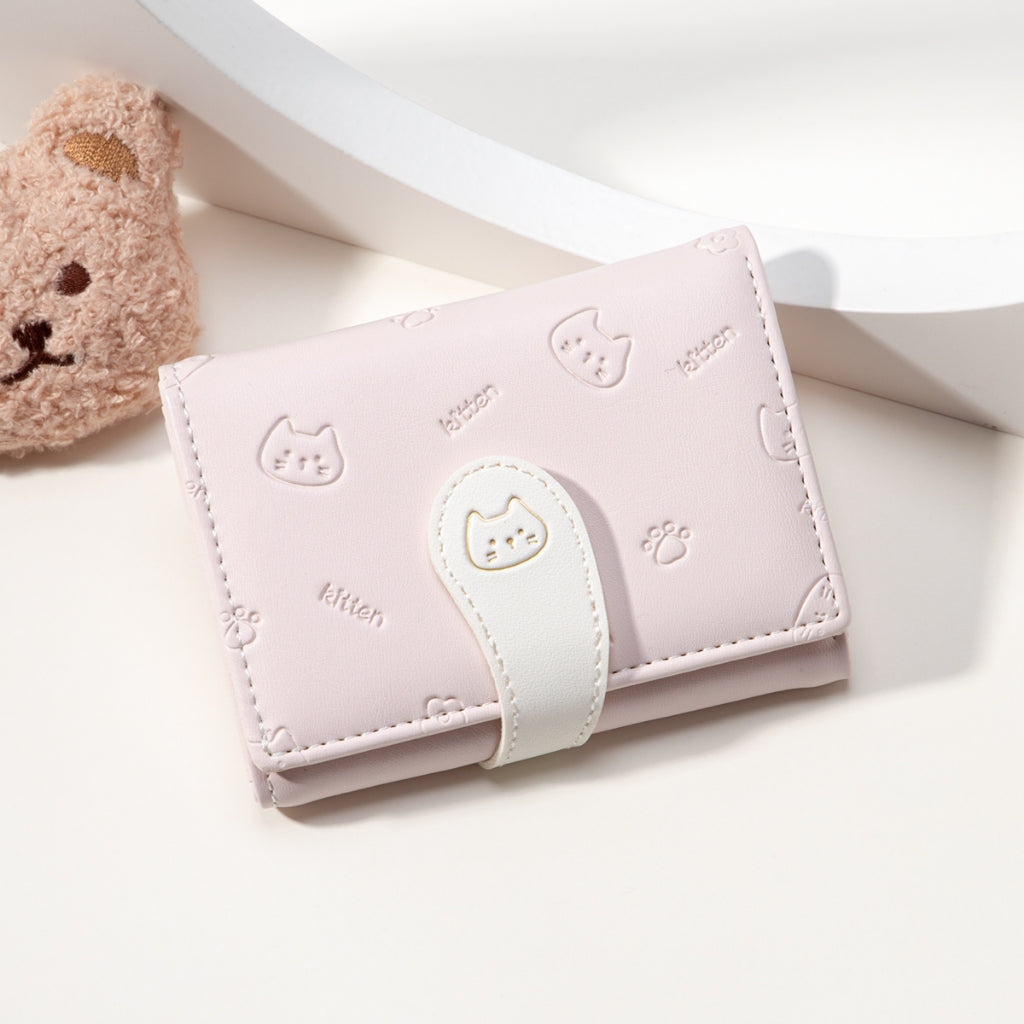 SeaGloca New Korean Version Cute Cat Tail  Short Tri-fold Wallet For Woman No.1760