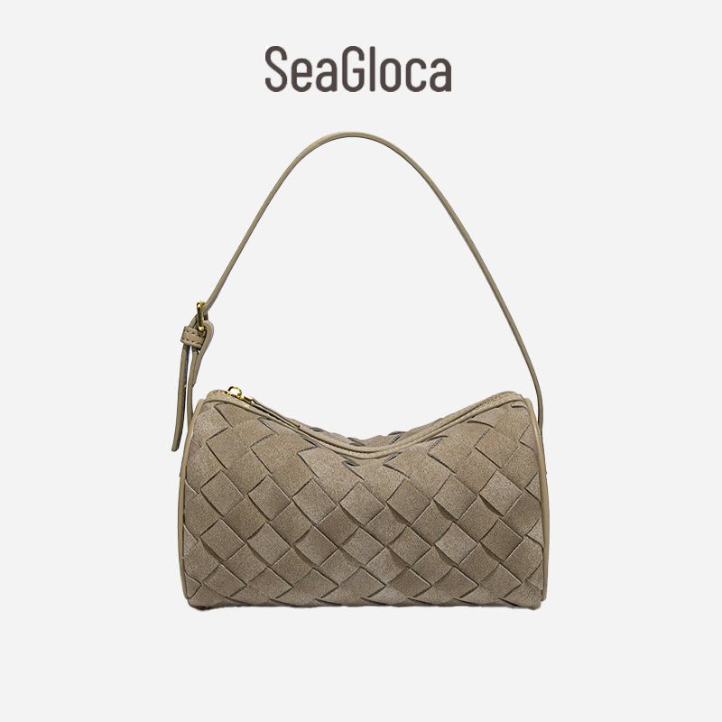 SeaGloca Matte Leather Woven Luxury Underarm Handbag Versatile Shoulder Pillow Bag For Woman No 2046