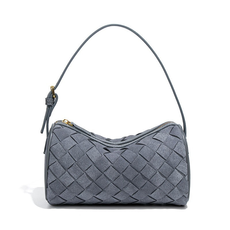 Matte Leather Woven Luxury Underarm Handbag for Women | SeaGloca - view 11