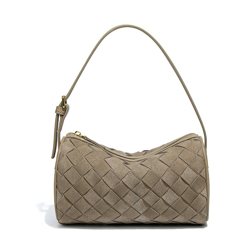 Matte Leather Woven Luxury Underarm Handbag for Women | SeaGloca - view 12