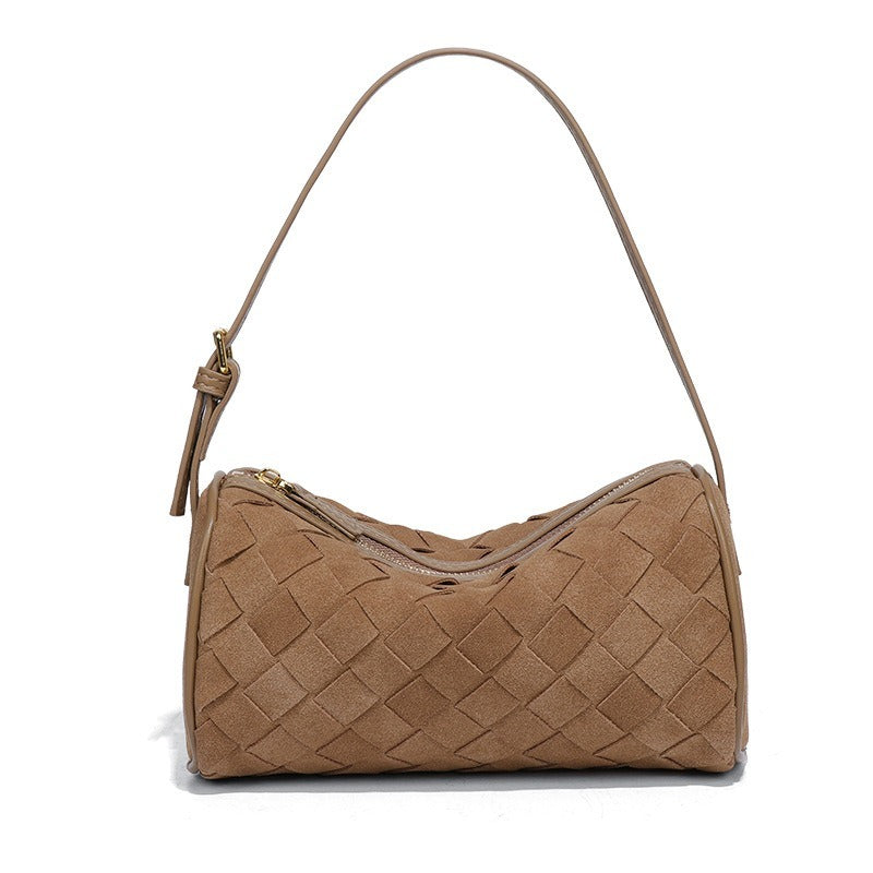 Matte Leather Woven Luxury Underarm Handbag for Women | SeaGloca - view 13