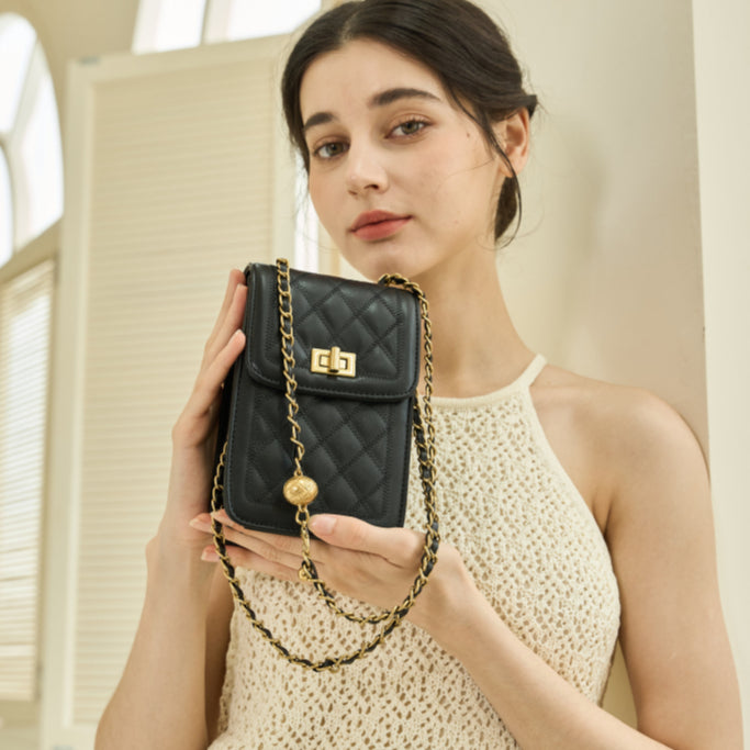 Seagloca Chain Shoulder Black Small Cross Body Sling Bag No 557