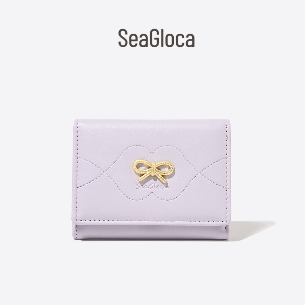 SeaGloca Fashion Bow Exquisite Soild Tri-fold Short Wallet For Woman No 1802