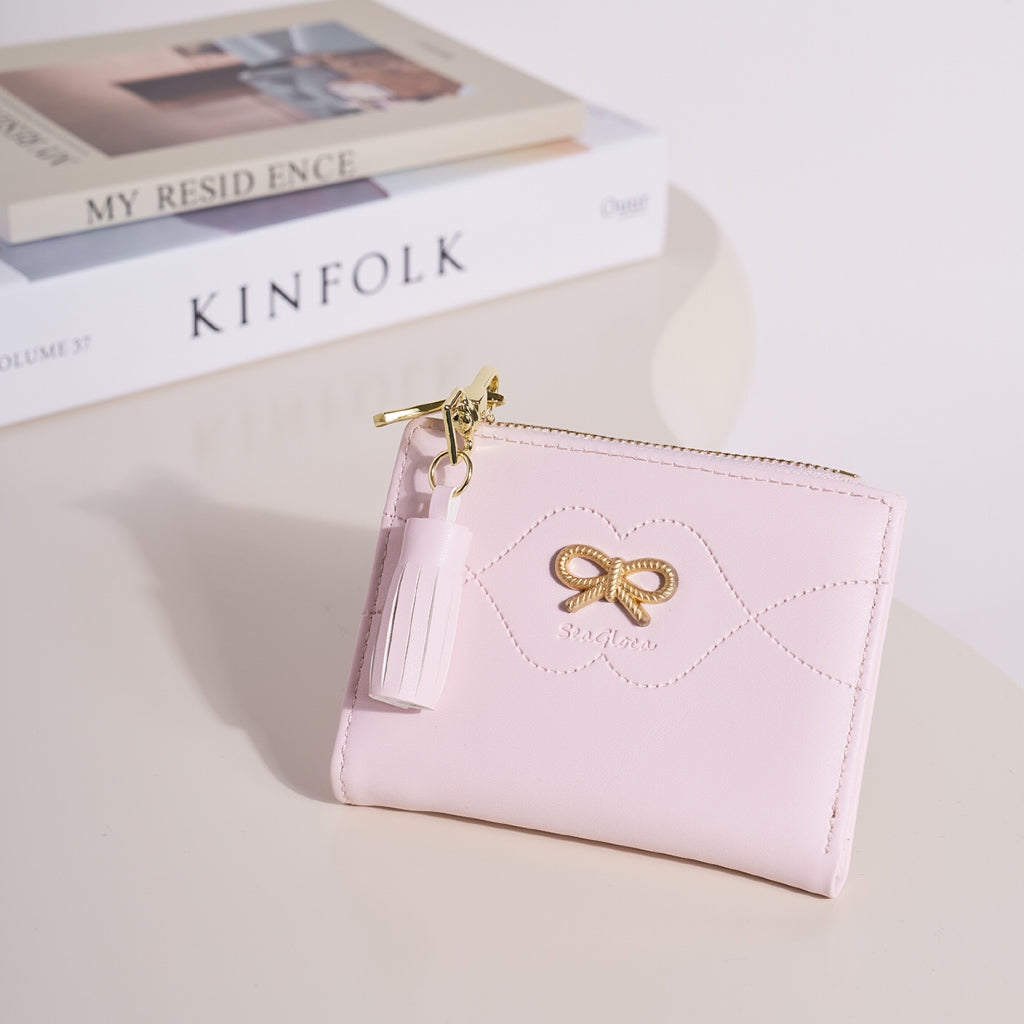 SeaGloca New Small Fresh Bow Short Wallet Compact Multi-Card Wallet For Woman No 1946