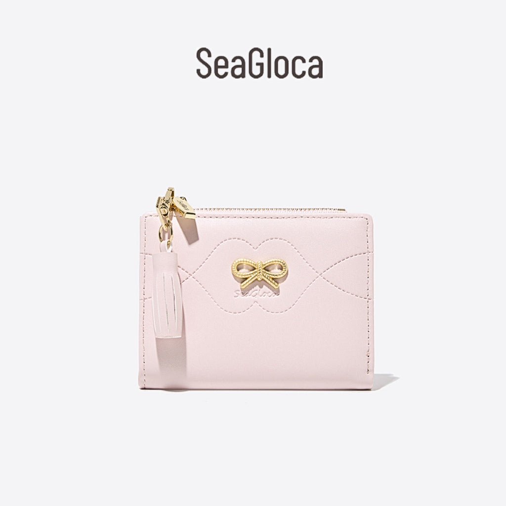 SeaGloca New Small Fresh Bow Short Wallet Compact Multi-Card Wallet For Woman No 1946