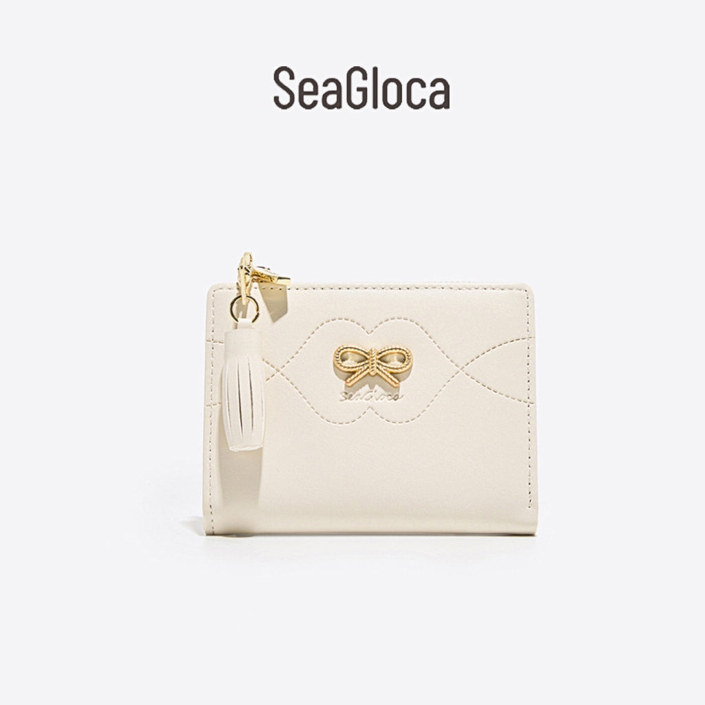 SeaGloca New Small Fresh Bow Short Wallet Compact Multi-Card Wallet For Woman No 1946