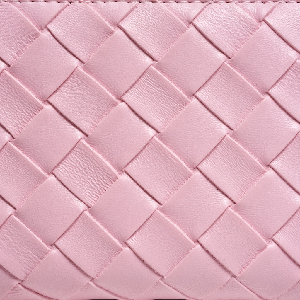 SeaGloca Woven Lattice Pattern Heart Pendant Zipper Snap Button Card Holder Small Wallet for women 00016