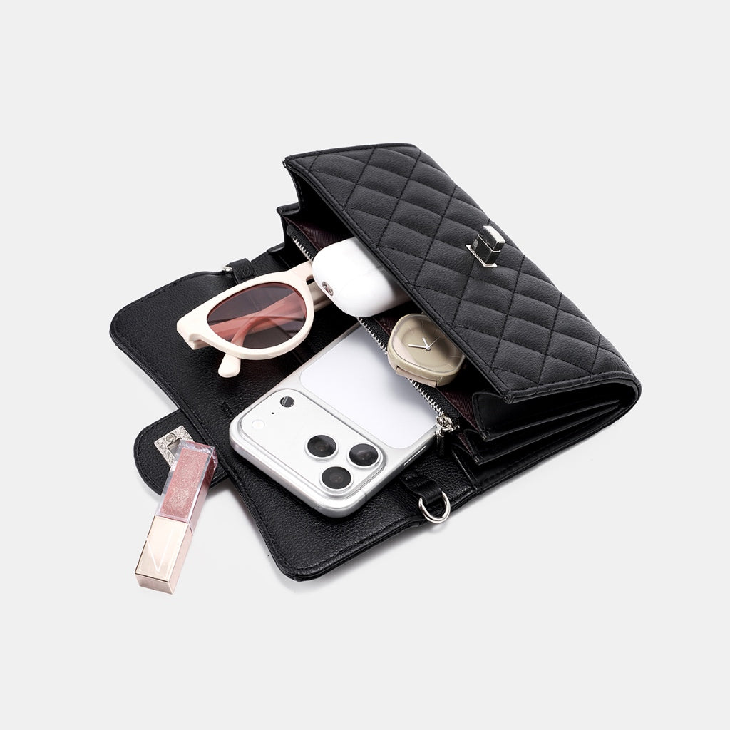 SeaGloca Rhombus Pattern Turn Lock Detachable Chain Shoulder Strap Coin Pocket Crossbody Bag for women No 10019