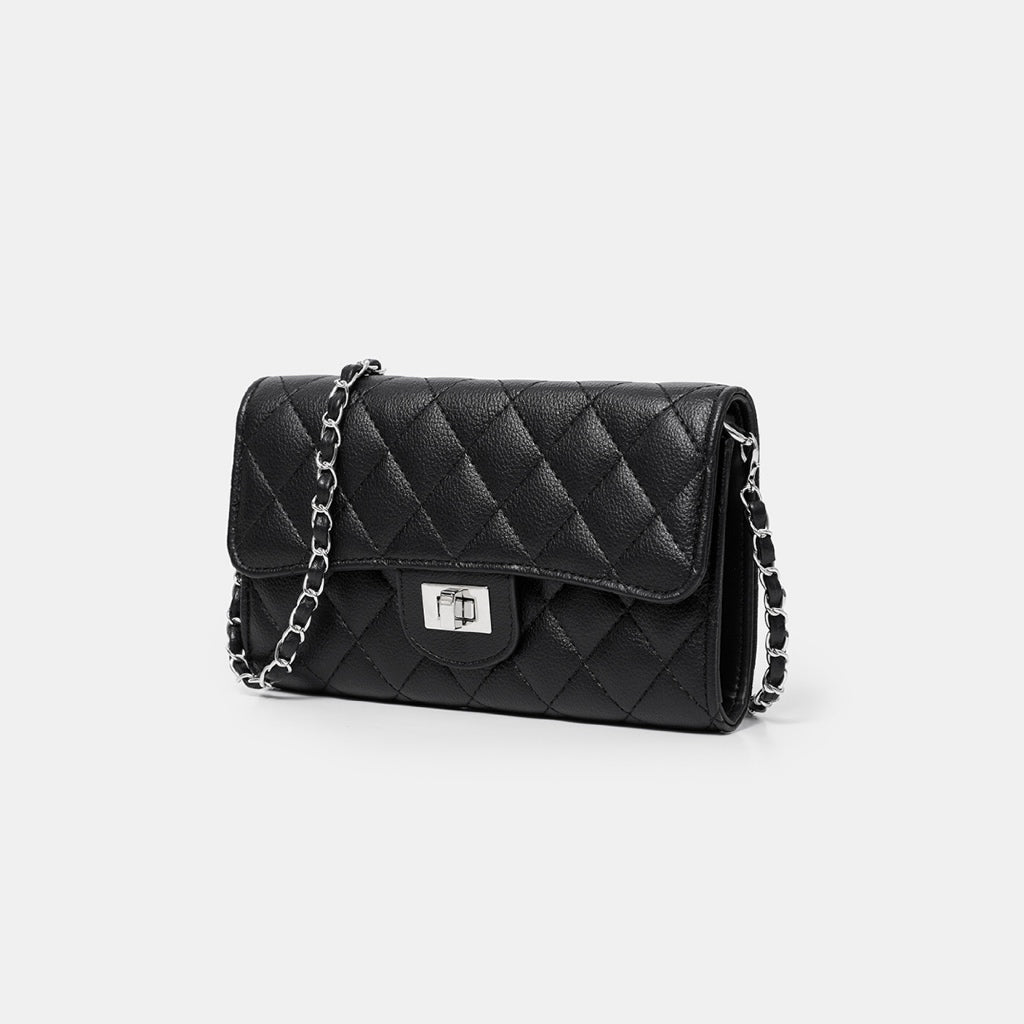 SeaGloca Rhombus Pattern Turn Lock Detachable Chain Shoulder Strap Coin Pocket Crossbody Bag for women No 10019