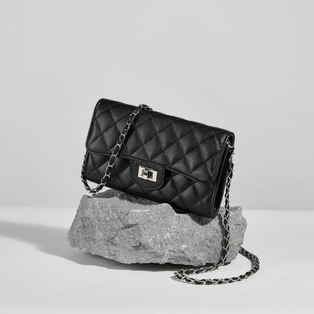 SeaGloca Rhombus Pattern Turn Lock Detachable Chain Shoulder Strap Coin Pocket Crossbody Bag for women No 10019