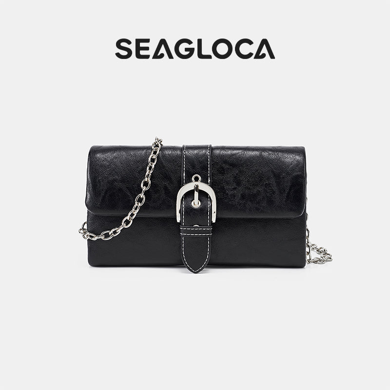 SeaGloca Buckle Decor Magnetic Closure Detachable Chain Coin Purse Card Holder Crossbody Bag for women No 10017