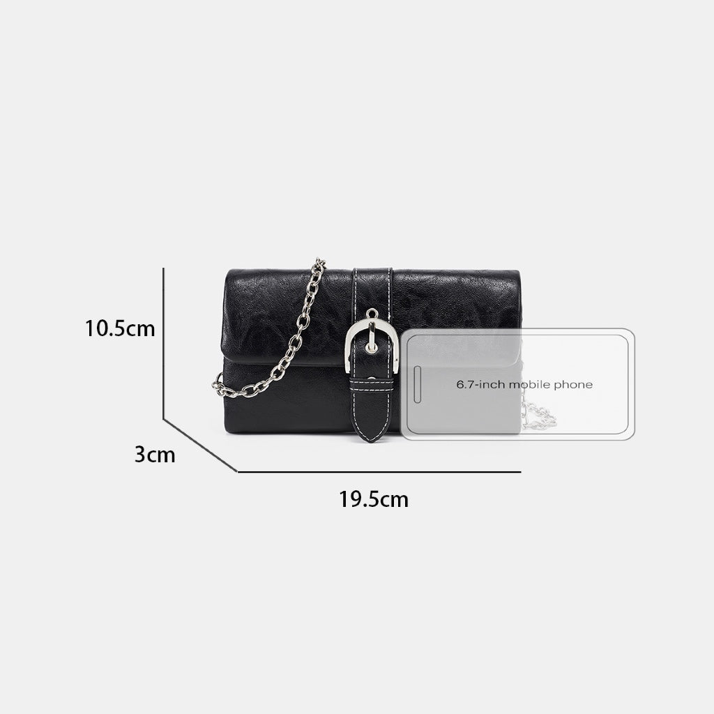 SeaGloca Buckle Decor Magnetic Closure Detachable Chain Coin Purse Card Holder Crossbody Bag for women No 10017