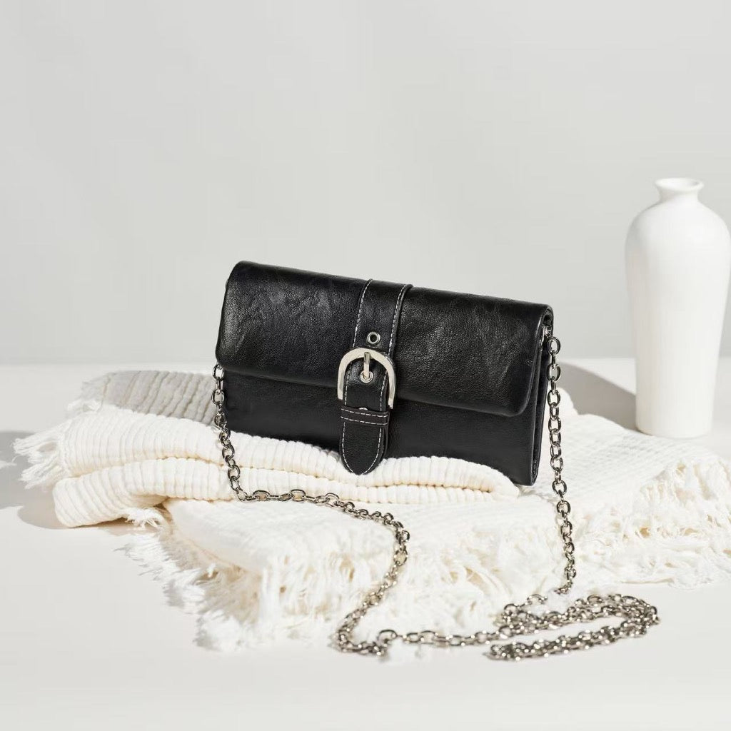 SeaGloca Buckle Decor Magnetic Closure Detachable Chain Coin Purse Card Holder Crossbody Bag for women No 10017