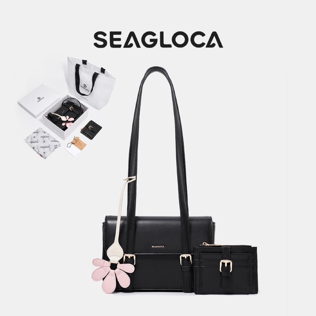 SeaGloca Christmas Holiday Gift Set Elegant Underarm Bag Matching Wallet Floral Charm Shopping Tote Bag for women No 10016