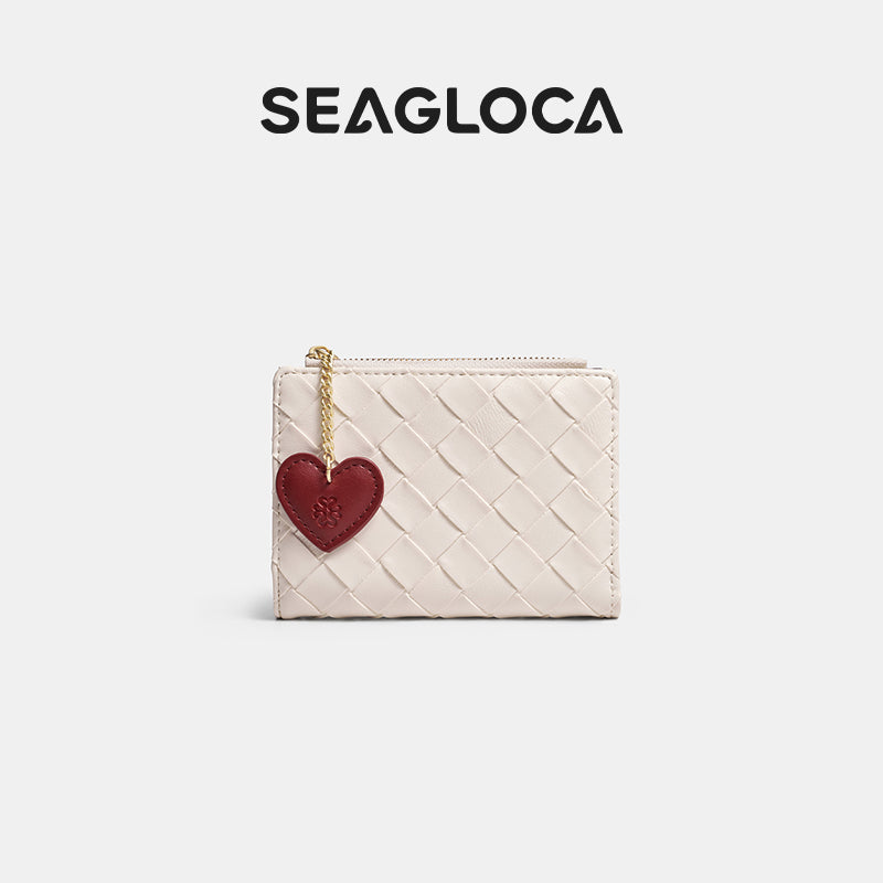 Woven Lattice Pattern Heart Pendant Zipper Snap for Women | SeaGloca - view 10