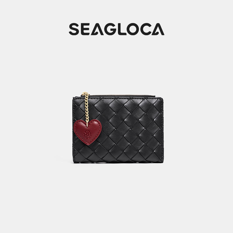 Woven Lattice Pattern Heart Pendant Zipper Snap for Women | SeaGloca - view 11