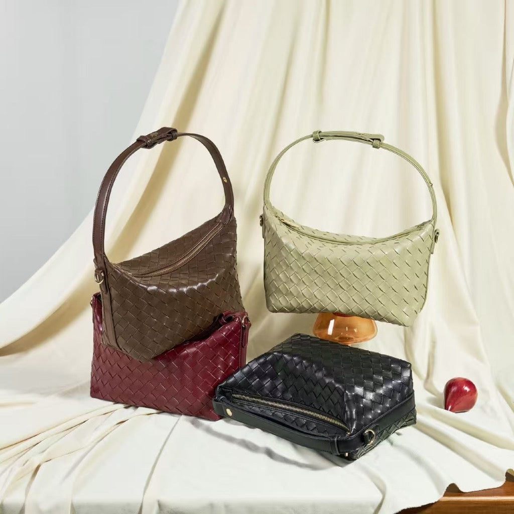 SeaGloca Woven Texture Zipper Hobo Bag Adjustable Detachable Strap Shoulder Crossbody Bag for women No 10018