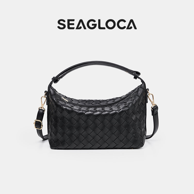 Woven Texture Zipper Hobo Bag Adjustable for Women | SeaGloca - view 10