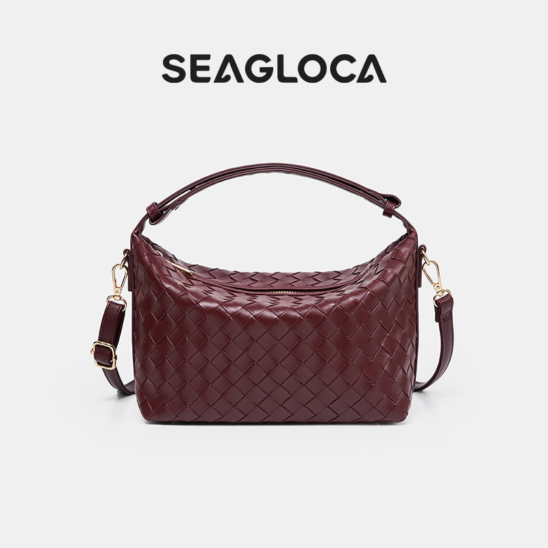 Woven Texture Zipper Hobo Bag Adjustable for Women | SeaGloca - view 12