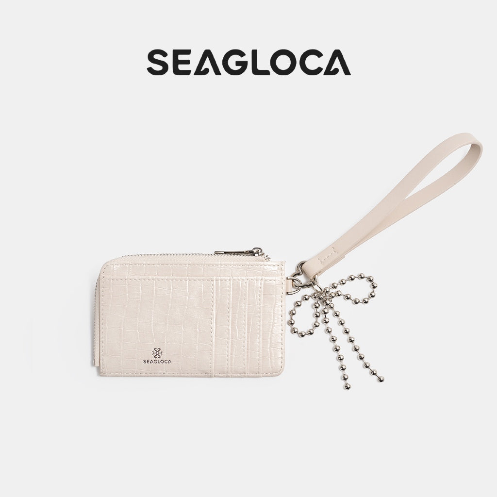 Crocodile Texture Bow Bead Chain Decor Zipper for Women | SeaGloca - view 11