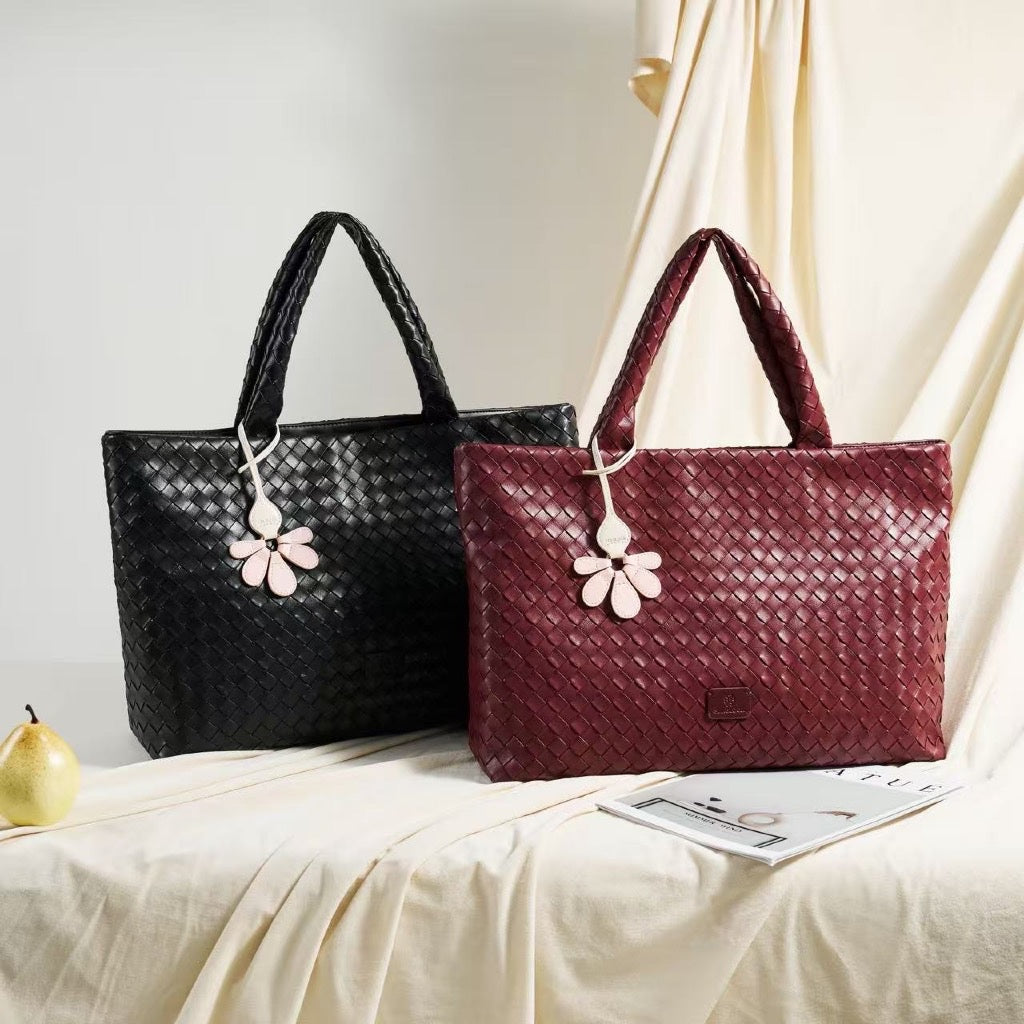 Woven Style Tote Bag With Zipper Large Capacity for Women | SeaGloca - view 2
