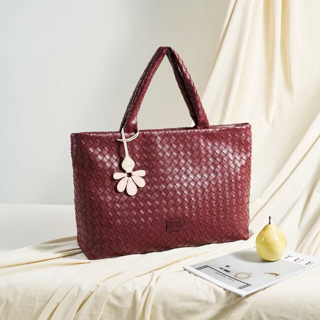 Woven Style Tote Bag With Zipper Large Capacity for Women | SeaGloca - view 3