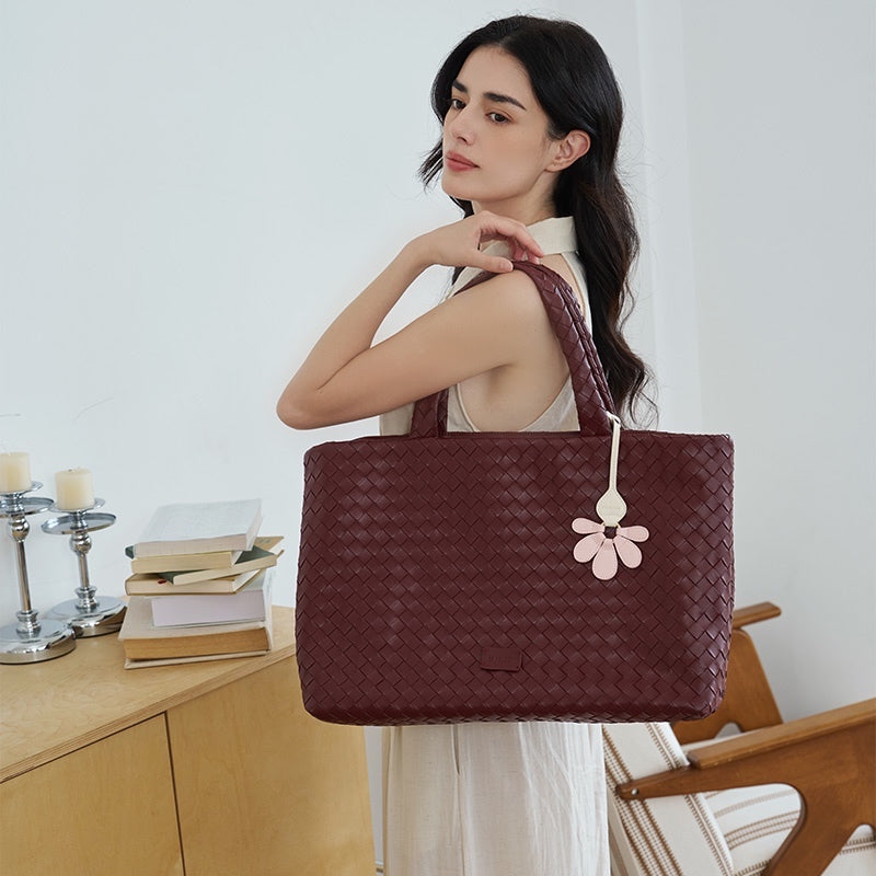 Woven Style Tote Bag With Zipper Large Capacity for Women | SeaGloca - view 5