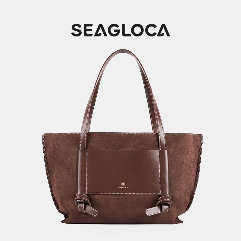 Tote Bag with Contrast Splicing Stitched Edge for Women | SeaGloca