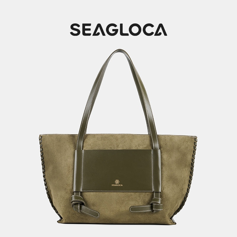 Tote Bag with Contrast Splicing Stitched Edge for Women | SeaGloca - view 3