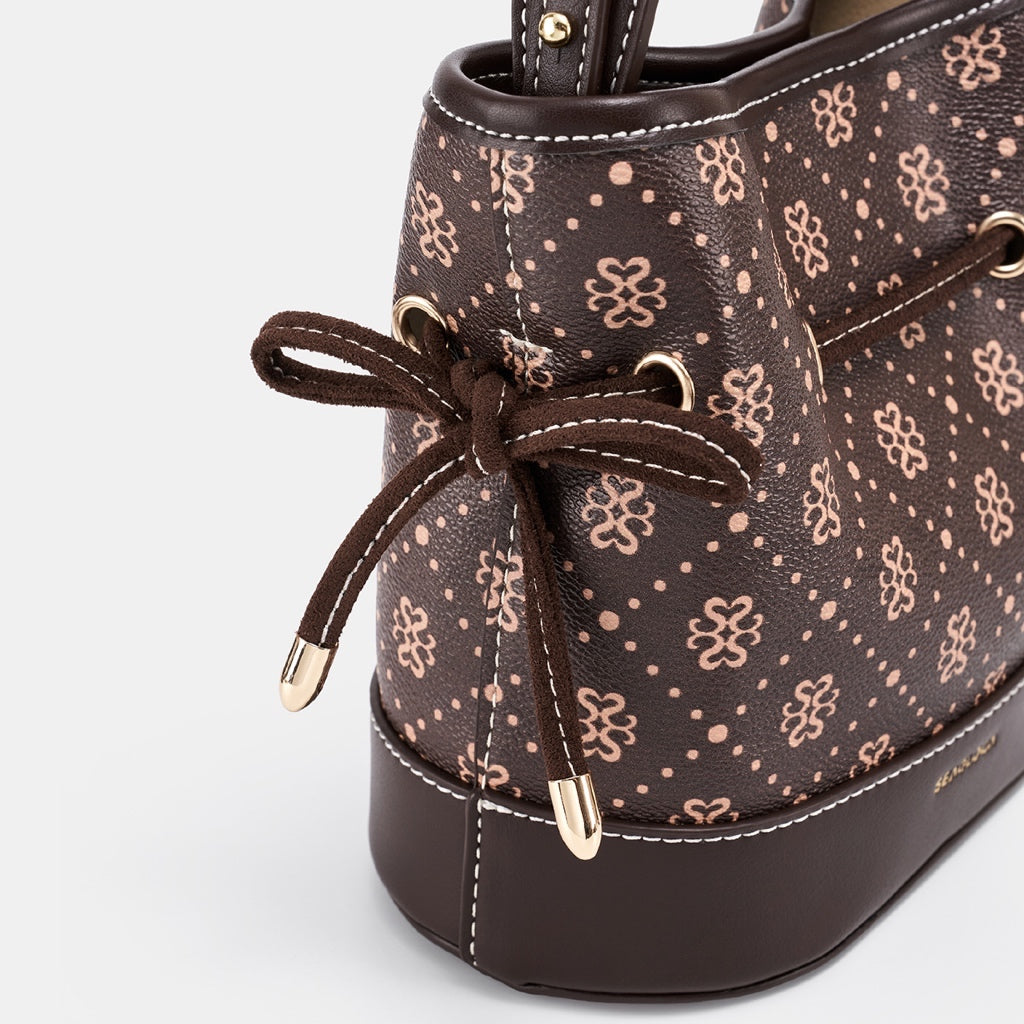 Vintage Printed Bucket Bag with Detachable for Women | SeaGloca - view 6