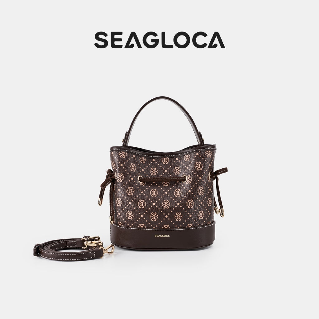 Vintage Printed Bucket Bag with Detachable for Women | SeaGloca
